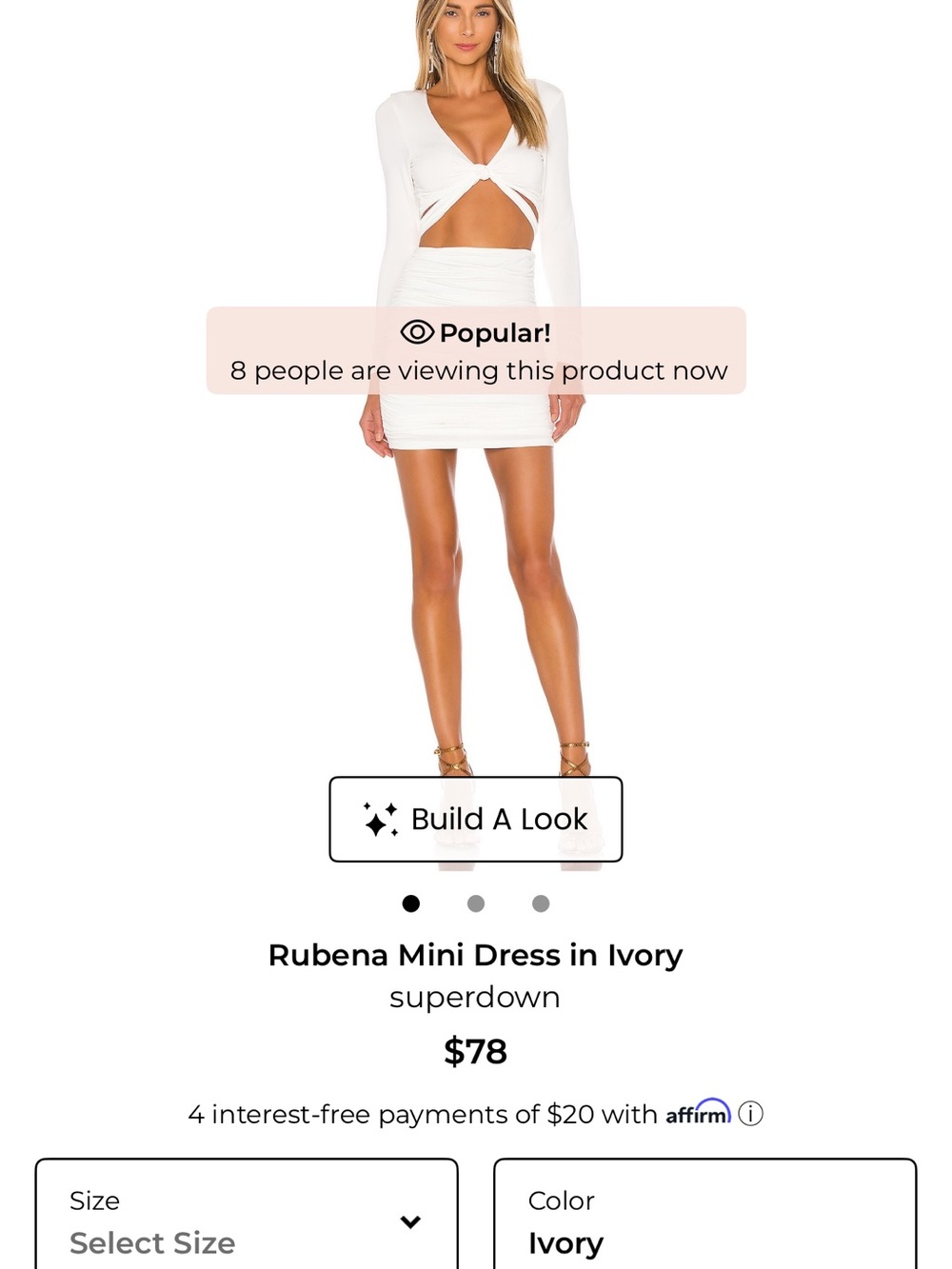 superdown Ivory Twist-Front Long Sleeve Mini Dress